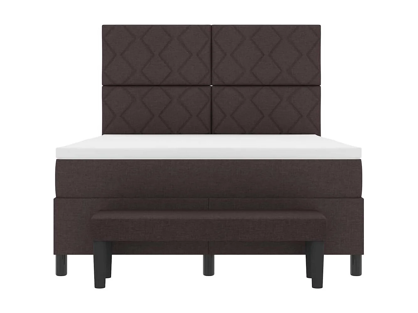 Lit à ressorts avec matelas Marron foncé 140 x 190 cm tissu