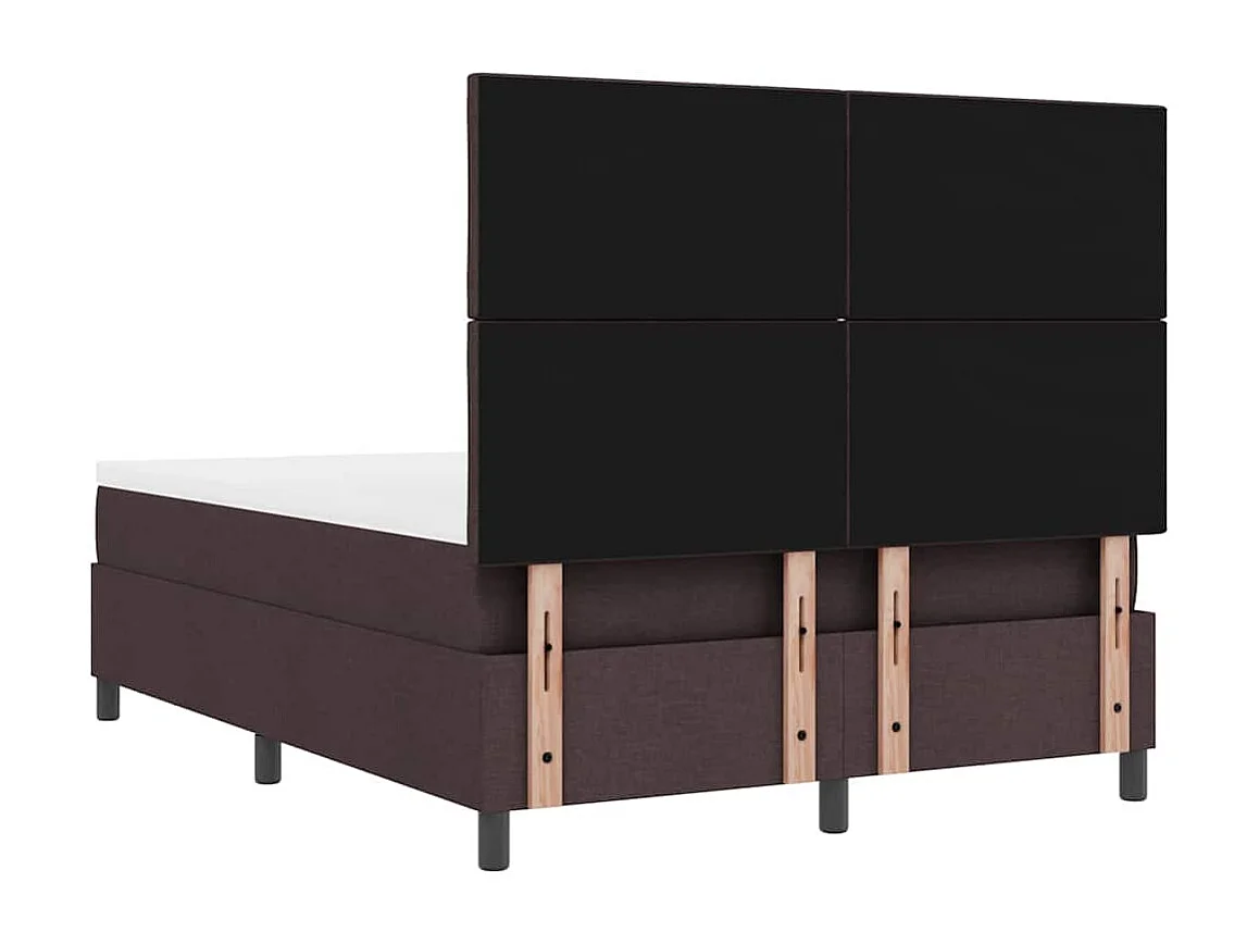 Lit à ressorts avec matelas Marron foncé 140 x 190 cm tissu