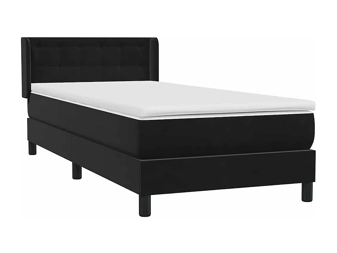 Boxspringbett mit Matratze Schwarz 90x210 cm Samt