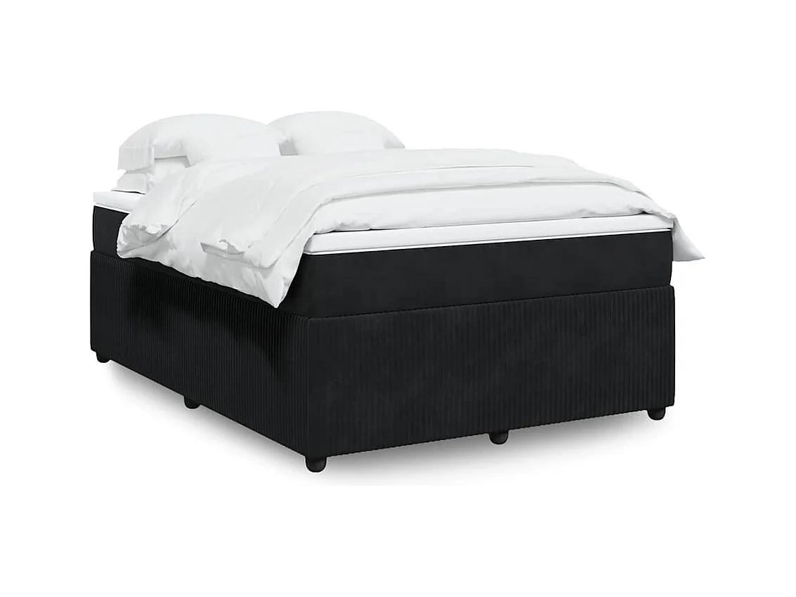Boxspringbett mit Matratze Schwarz 140x190 cm Samt