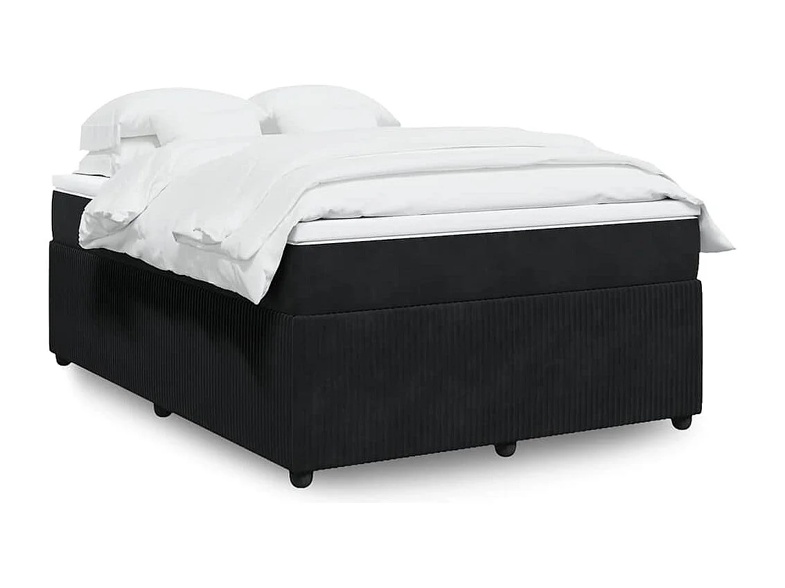 Boxspringbett mit Matratze Schwarz 140x190 cm Samt
