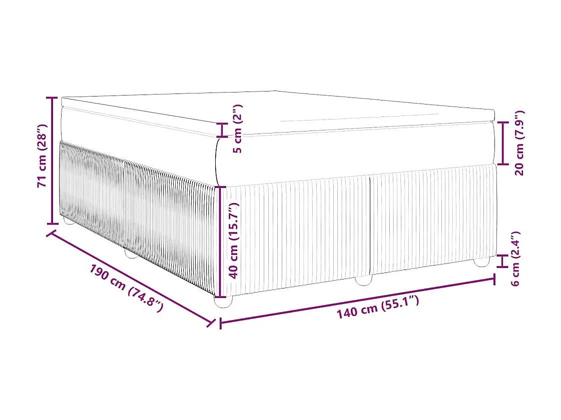 Boxspringbett mit Matratze Schwarz 140x190 cm Samt