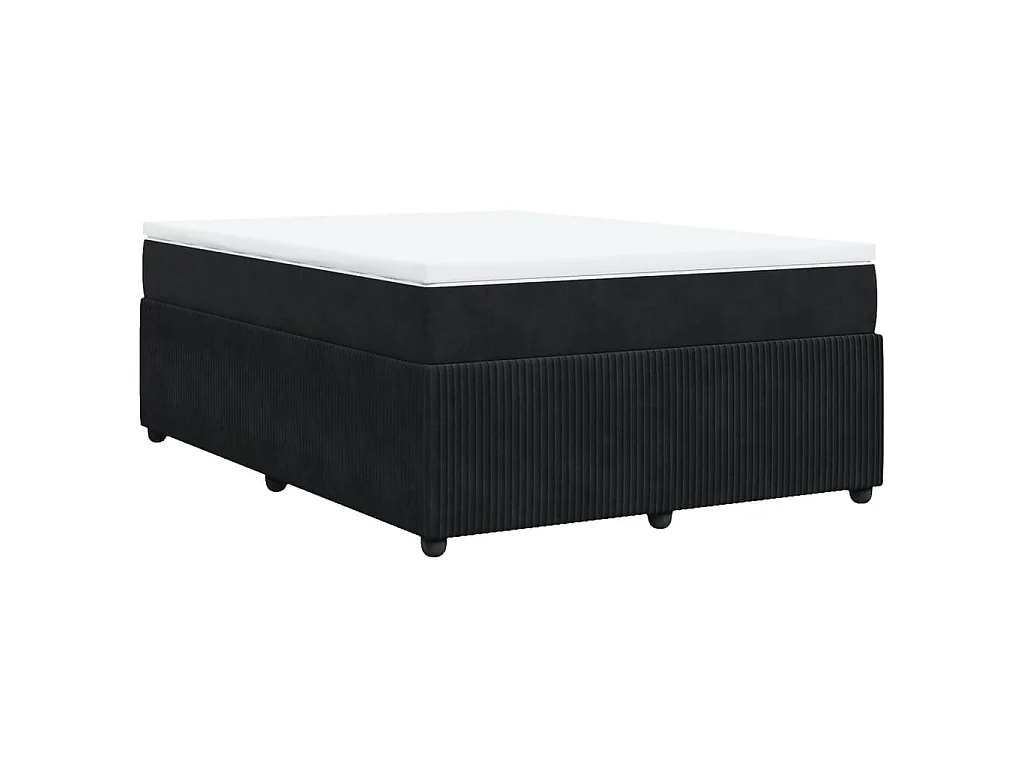Cama com molas/colchão 140x190 cm veludo preto