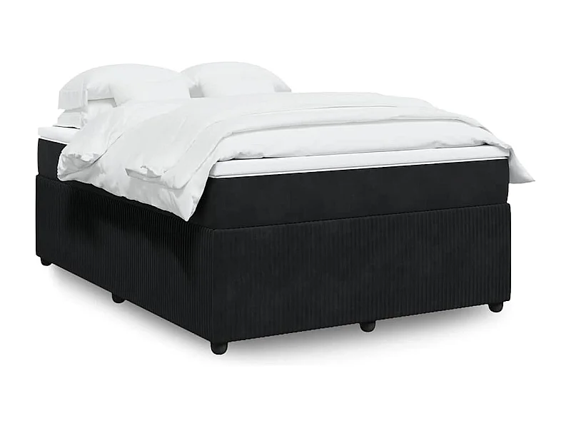 Boxspringbett mit Matratze Schwarz 140x190 cm Samt
