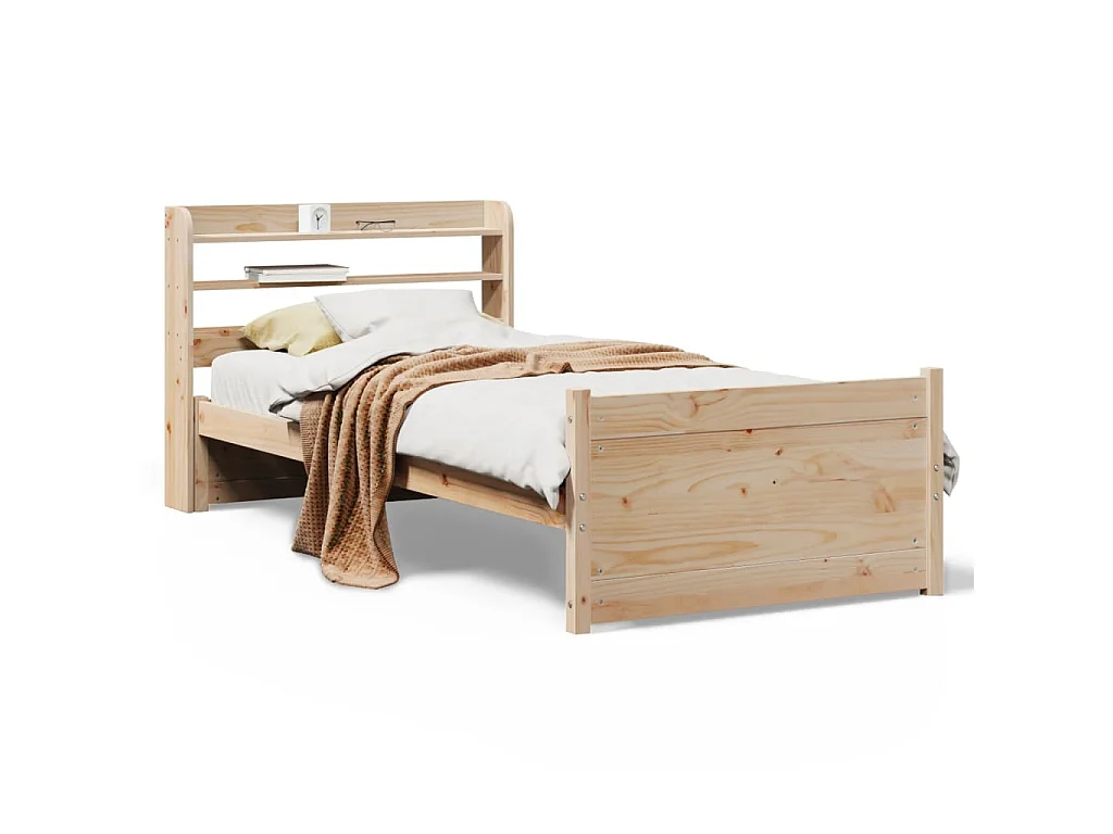 Bedframe met hoofdbord massief grenenhout 90x200 cm