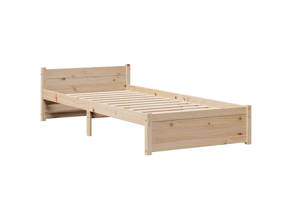 Bedframe met hoofdbord massief grenenhout 90x200 cm