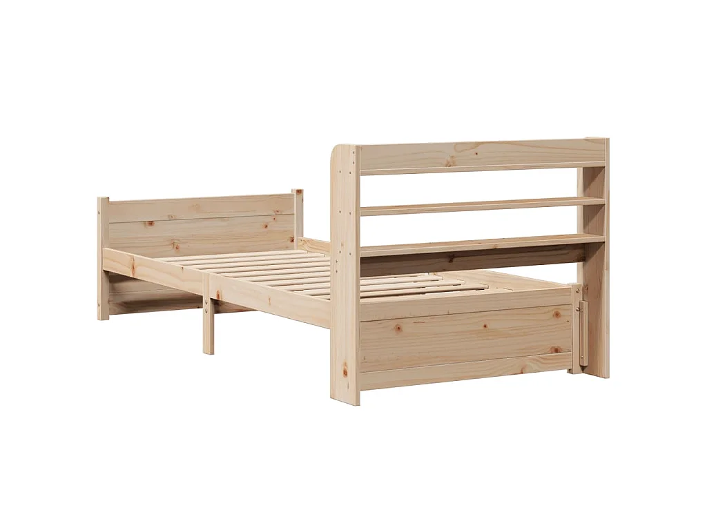 Bedframe met hoofdbord massief grenenhout 90x200 cm