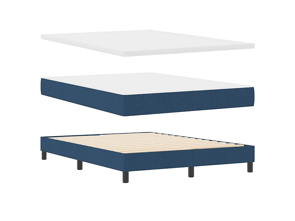 Cama Box com cabeceira Manual Azul 140 x 200 cm tecido