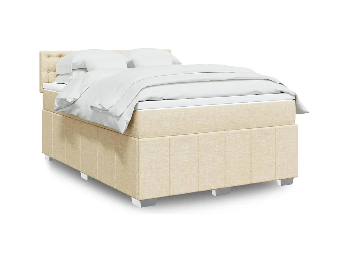 Sommier à lattes de lit avec matelas Crème 140x200 cm Tissu
