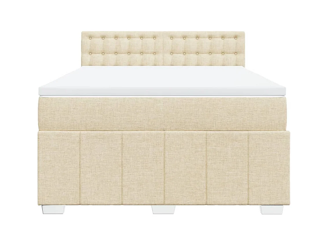 Sommier à lattes de lit avec matelas Crème 140x200 cm Tissu