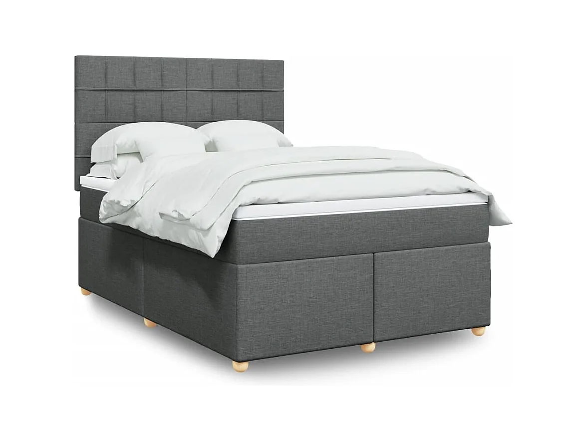 Boxspringbett mit Matratze Dunkelgrau 160x200 cm Stoff