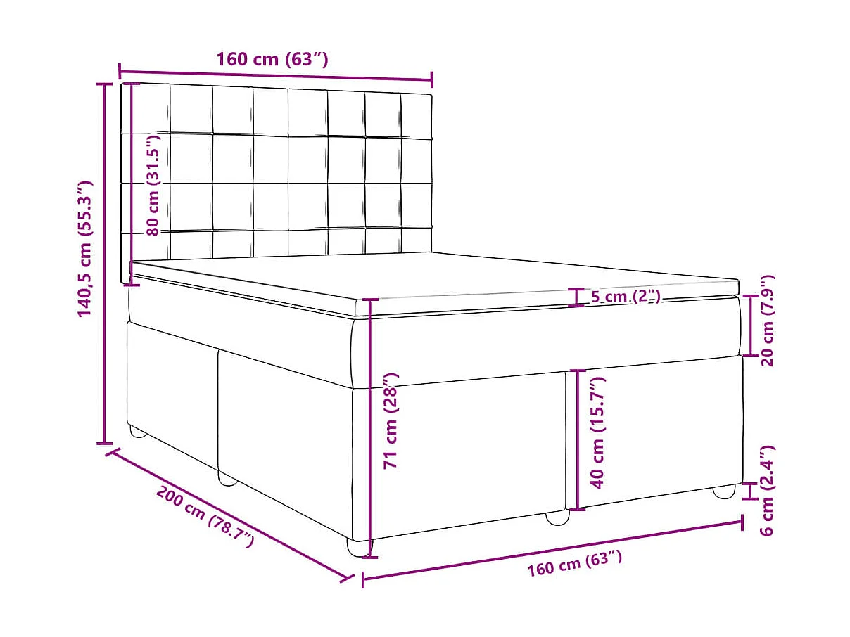 Boxspringbett mit Matratze Dunkelgrau 160x200 cm Stoff