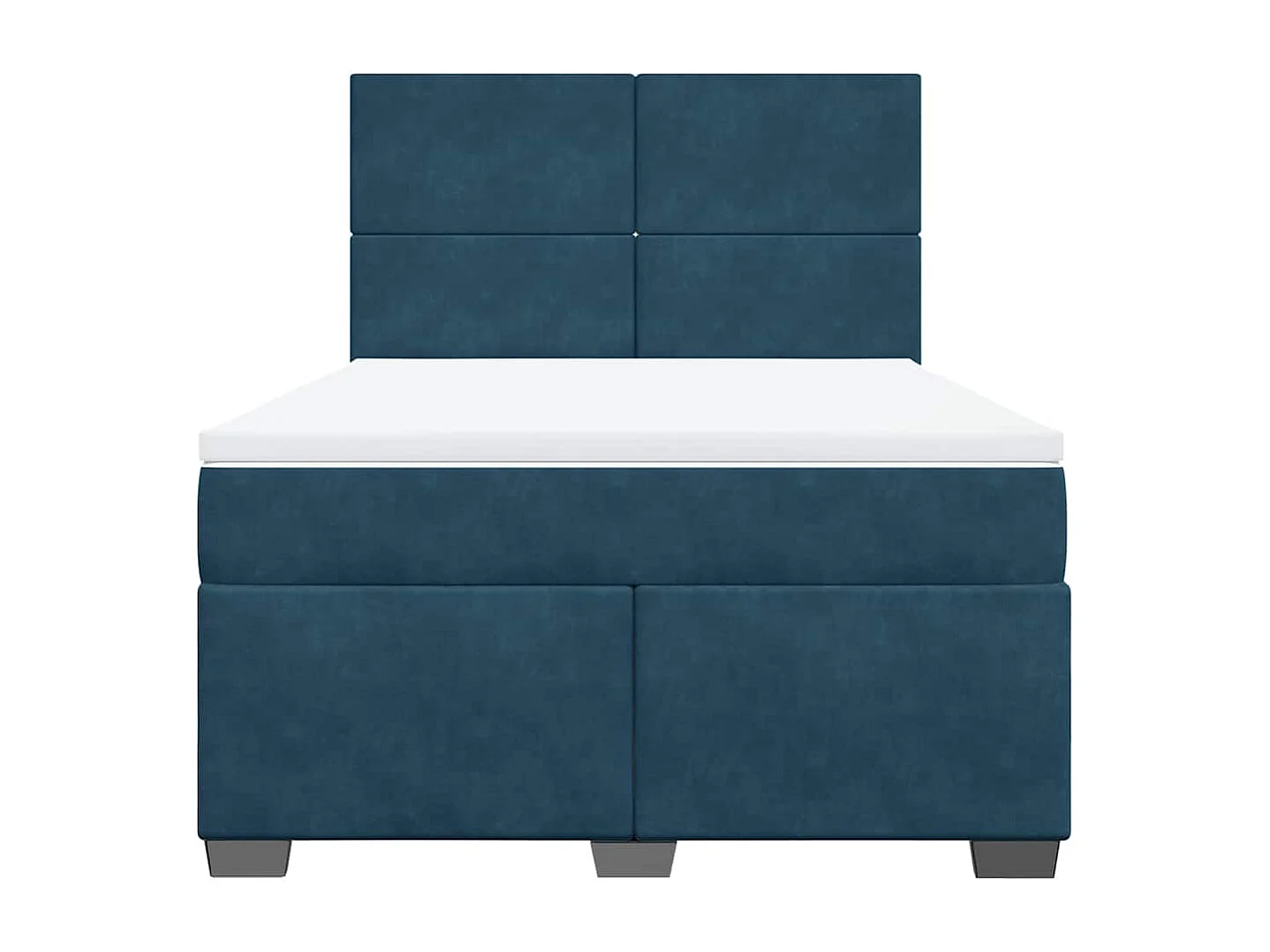 Sommier à lattes de lit et matelas bleu 160x200 cm velours