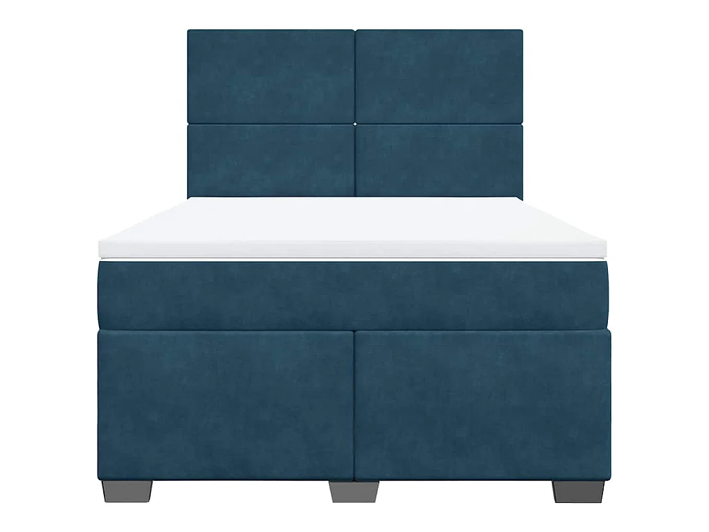 Cama com molas/colchão 160x200 cm veludo azul