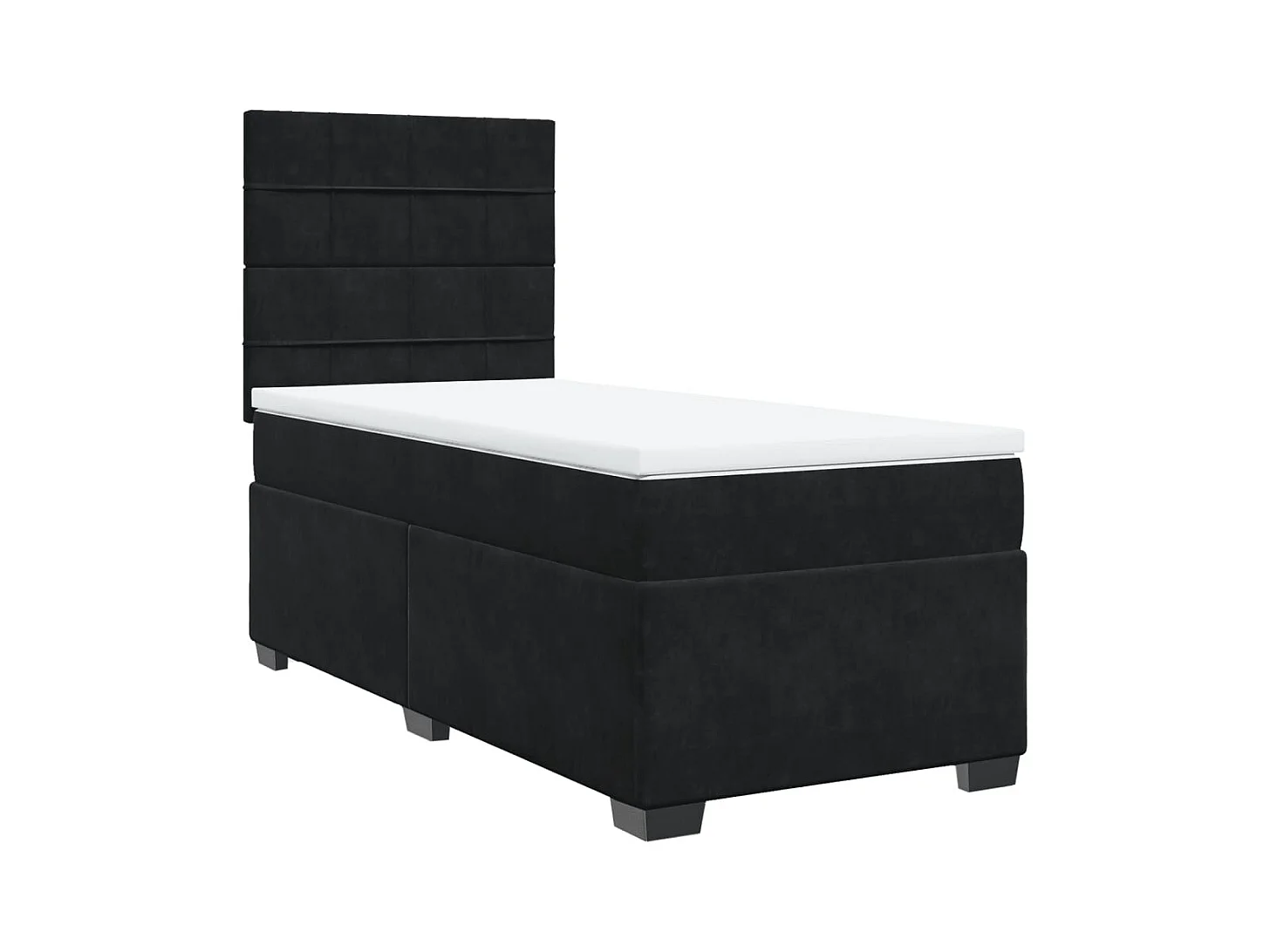 Sommier à lattes de lit avec matelas Noir 90x200 cm Velours