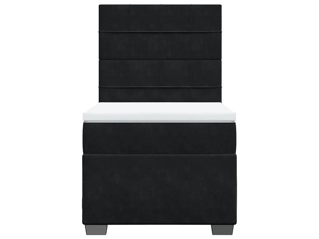 Giroletto a Molle con Materasso Nero 90x200 cm in Velluto