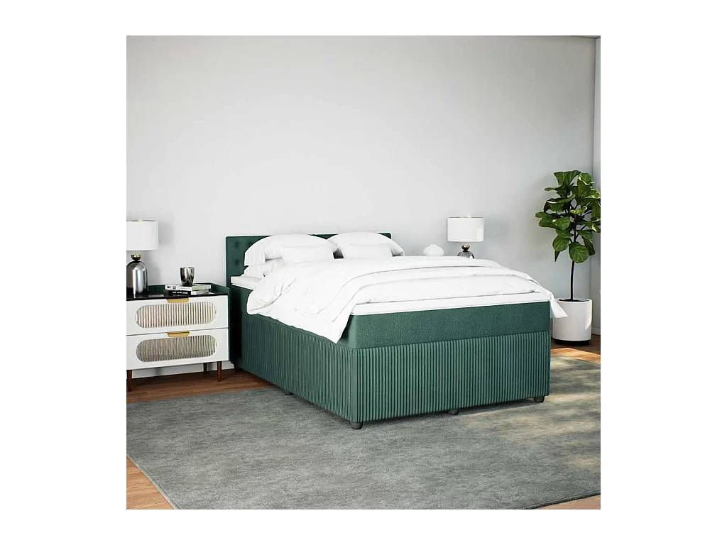 Sommier à lattes de lit et matelas Vert foncé 140x190cm Velours