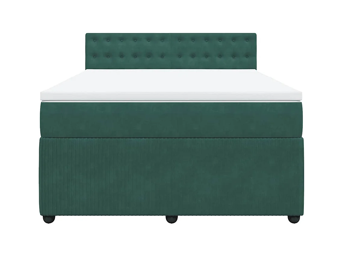 Sommier à lattes de lit et matelas Vert foncé 140x190cm Velours