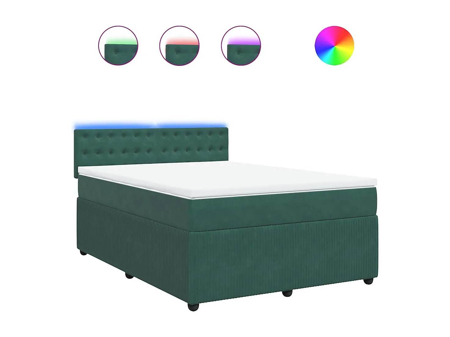 Boxspringbett mit Matratze Dunkelgrün 140x190 cm Samt