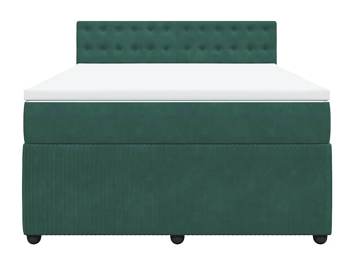 Boxspringbett mit Matratze Dunkelgrün 140x190 cm Samt