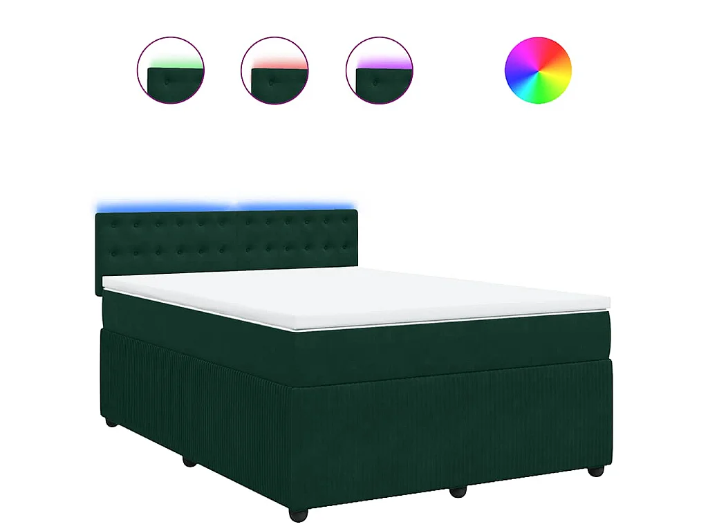 Giroletto a Molle con Materasso Verde Scuro 140x190 cm Velluto