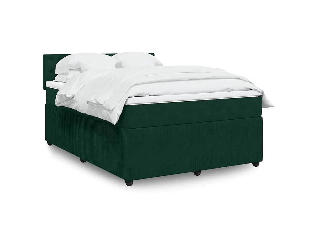 Giroletto a Molle con Materasso Verde Scuro 140x190 cm Velluto