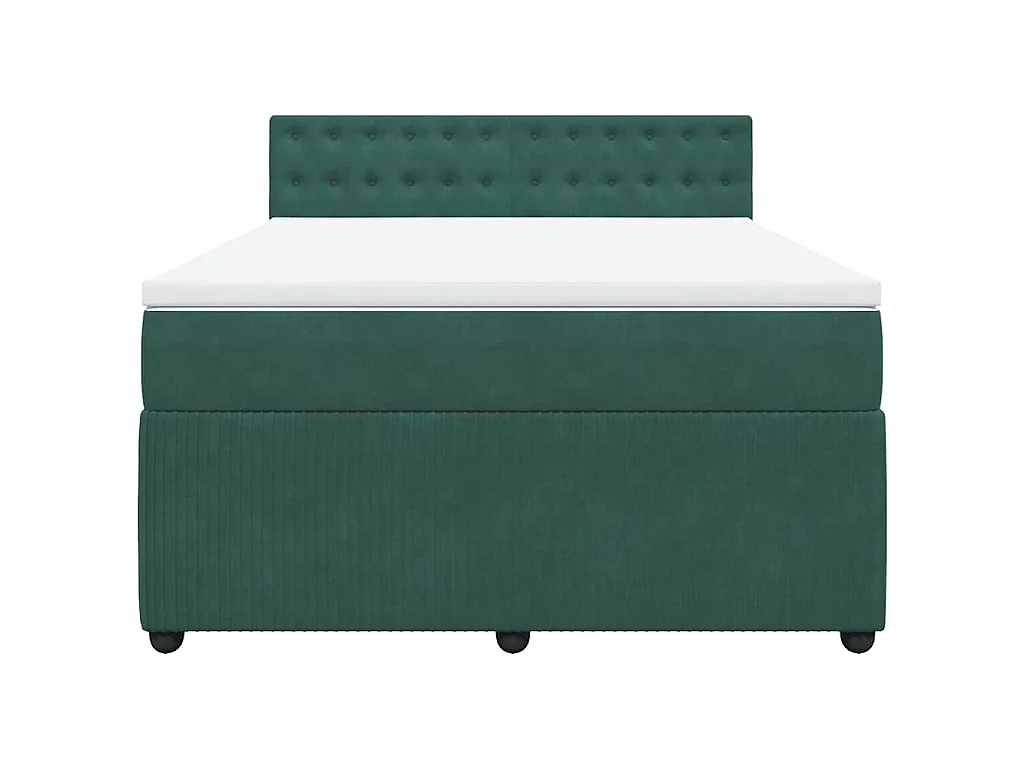 Giroletto a Molle con Materasso Verde Scuro 140x190 cm Velluto