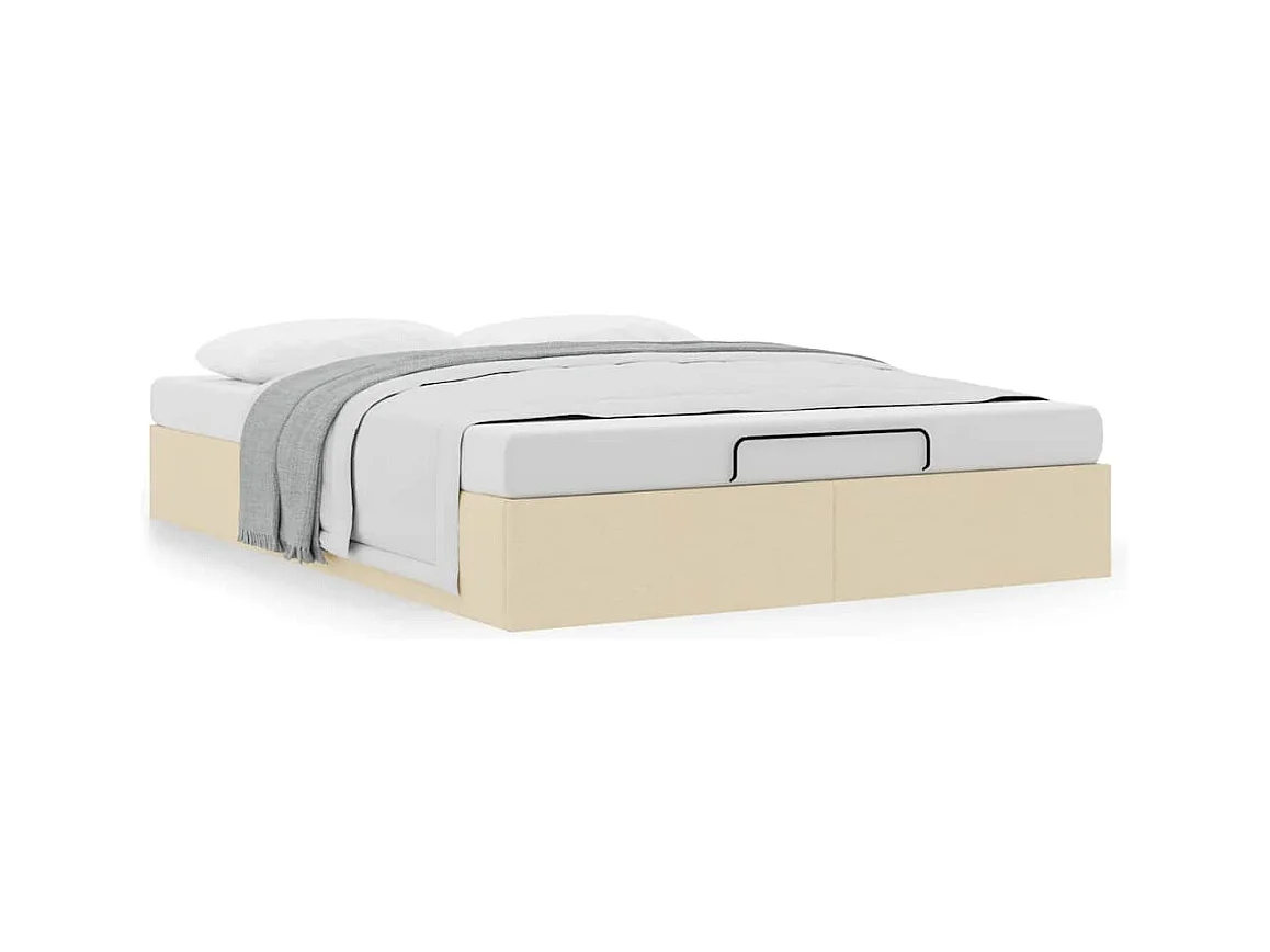 Cadre de lit ottoman sans matelas crème 140x190 cm tissu