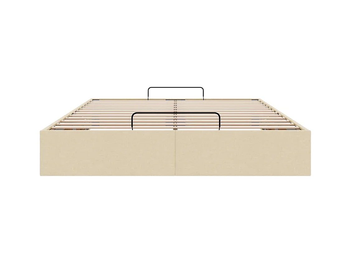 Cadre de lit ottoman sans matelas crème 140x190 cm tissu