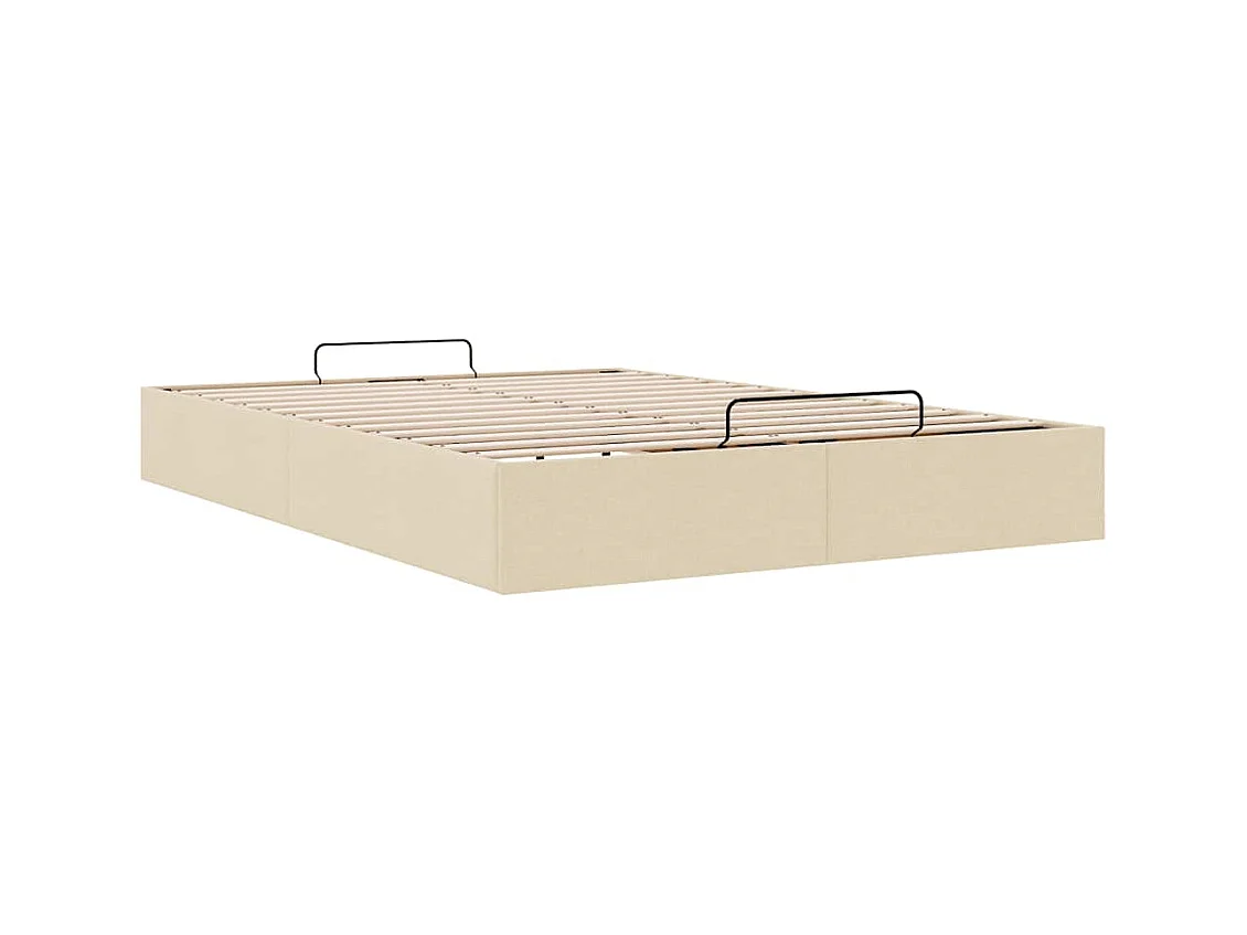 Cadre de lit ottoman sans matelas crème 140x190 cm tissu