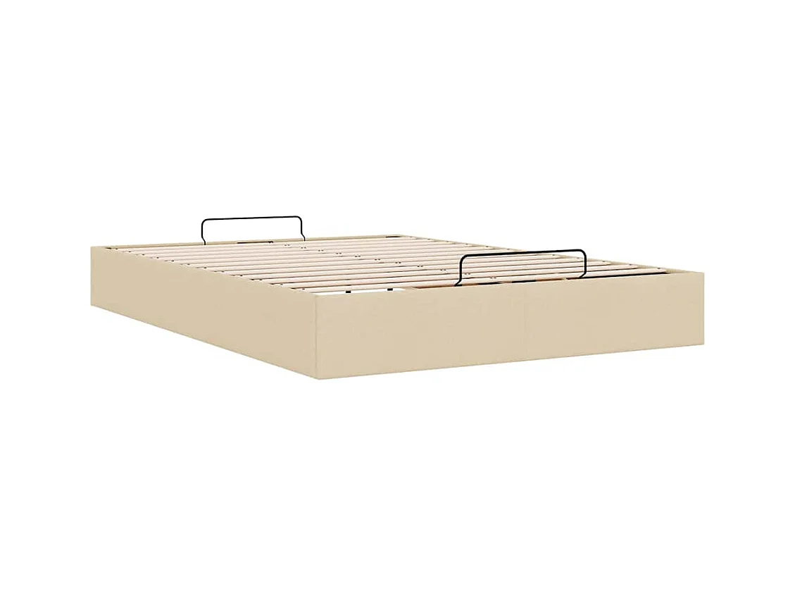 Cadre de lit ottoman sans matelas crème 140x190 cm tissu