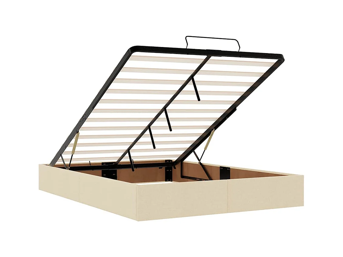 Cadre de lit ottoman sans matelas crème 140x190 cm tissu