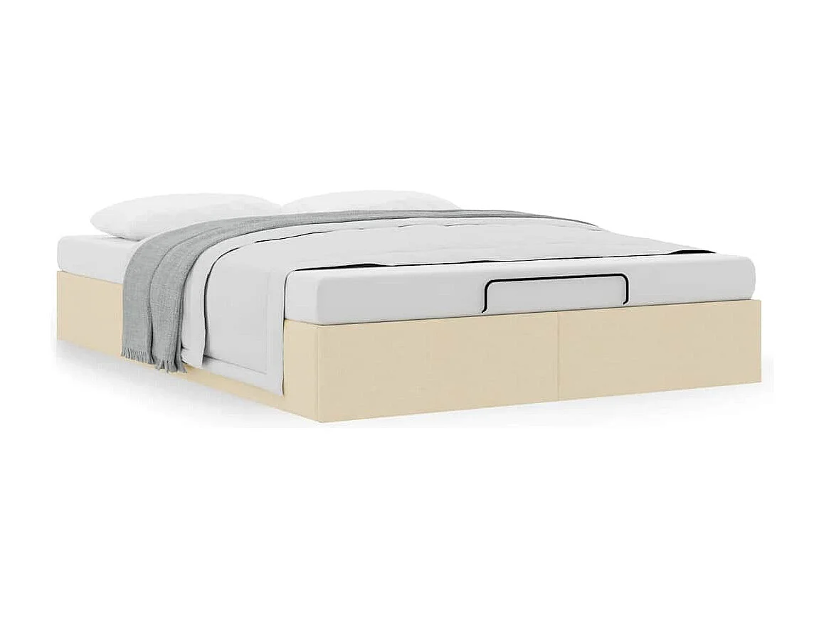 Cadre de lit ottoman sans matelas crème 140x190 cm tissu