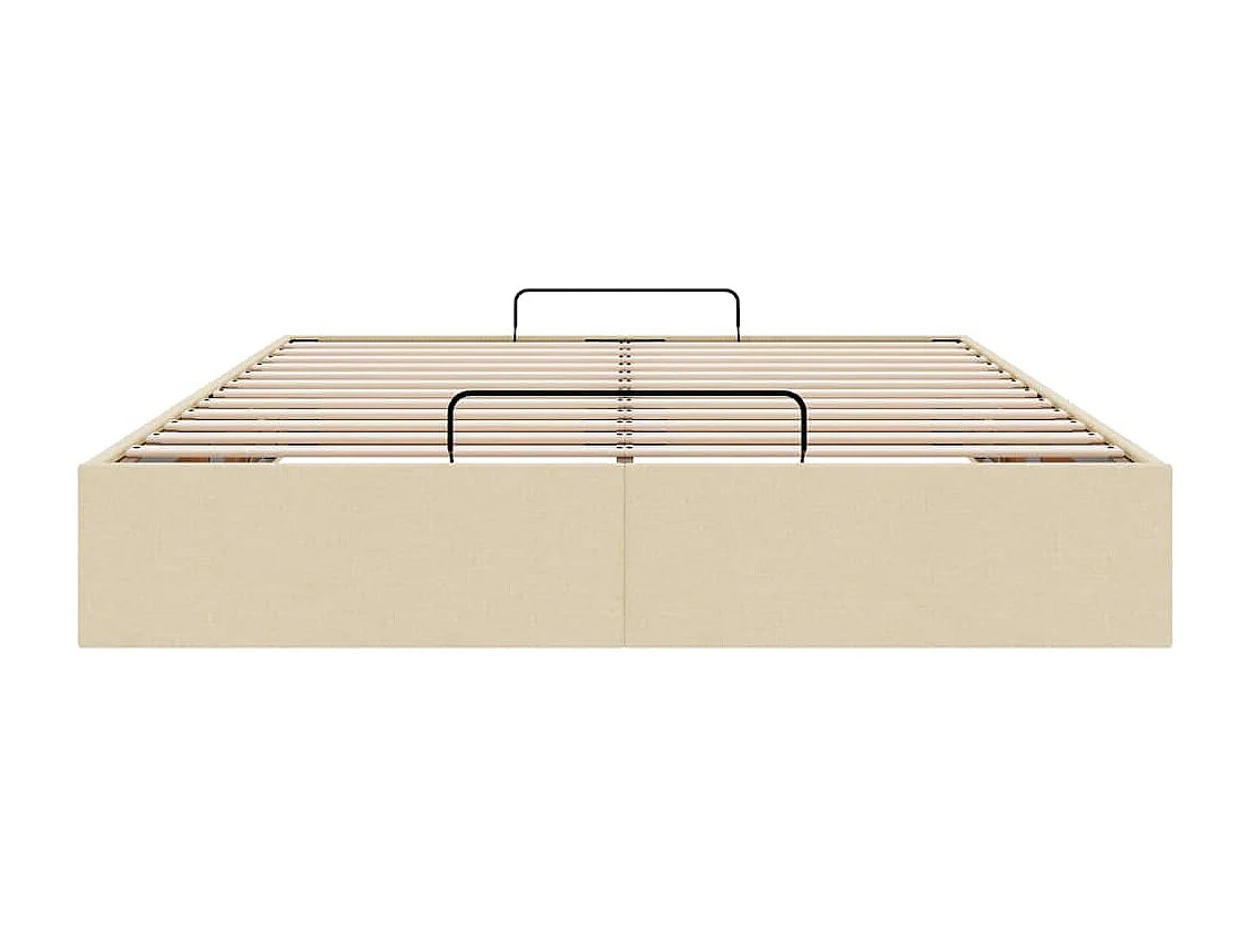 Cadre de lit ottoman sans matelas crème 140x190 cm tissu