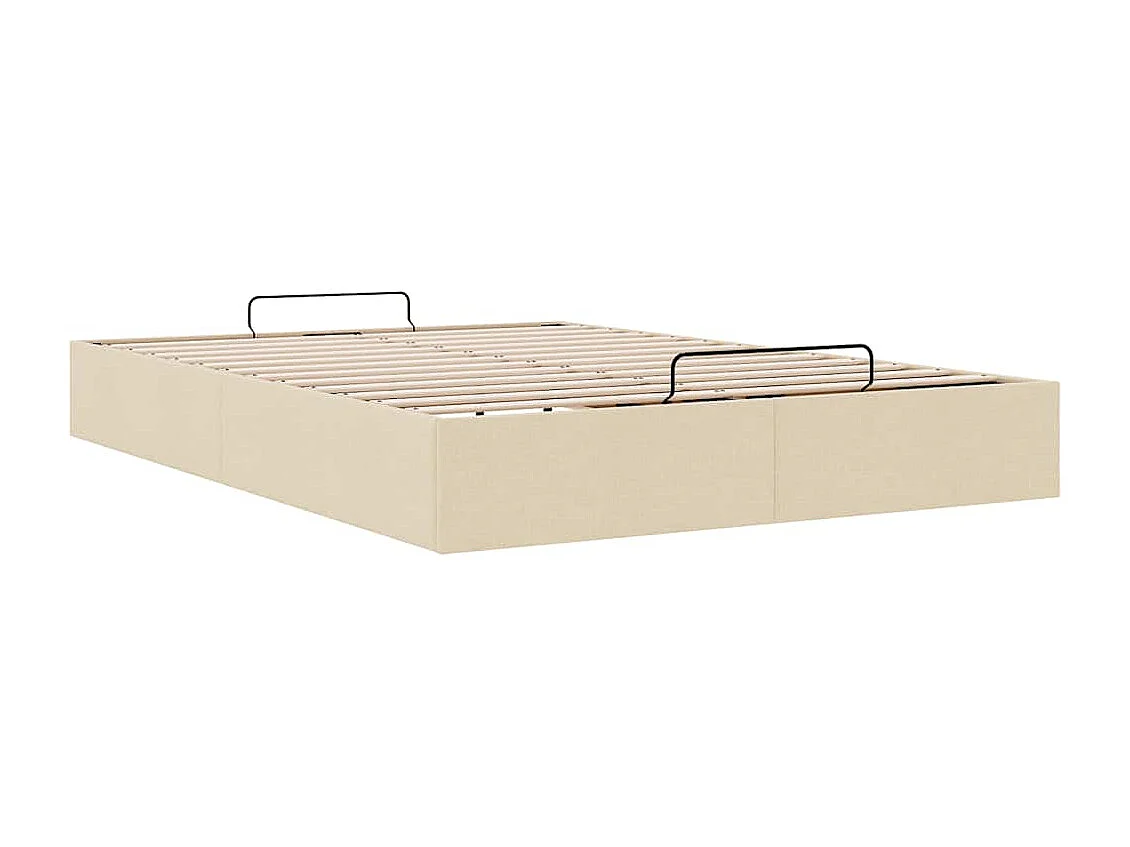 Cadre de lit ottoman sans matelas crème 140x190 cm tissu