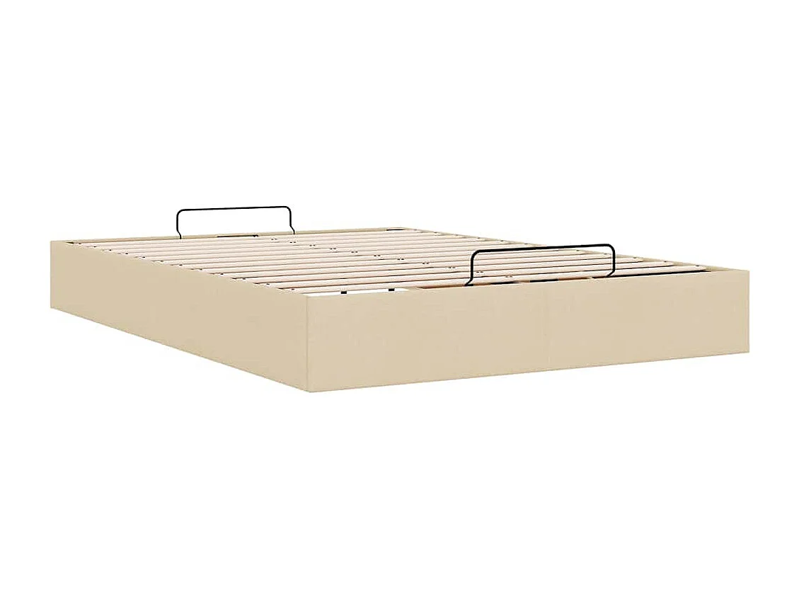 Cadre de lit ottoman sans matelas crème 140x190 cm tissu