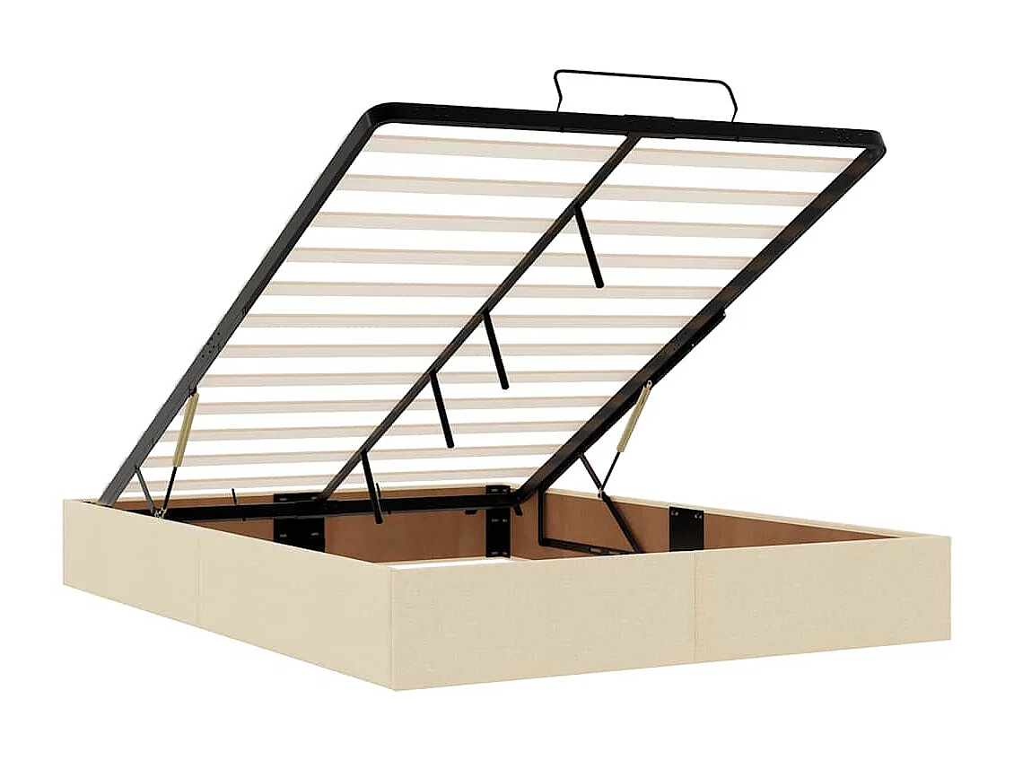 Cadre de lit ottoman sans matelas crème 140x190 cm tissu