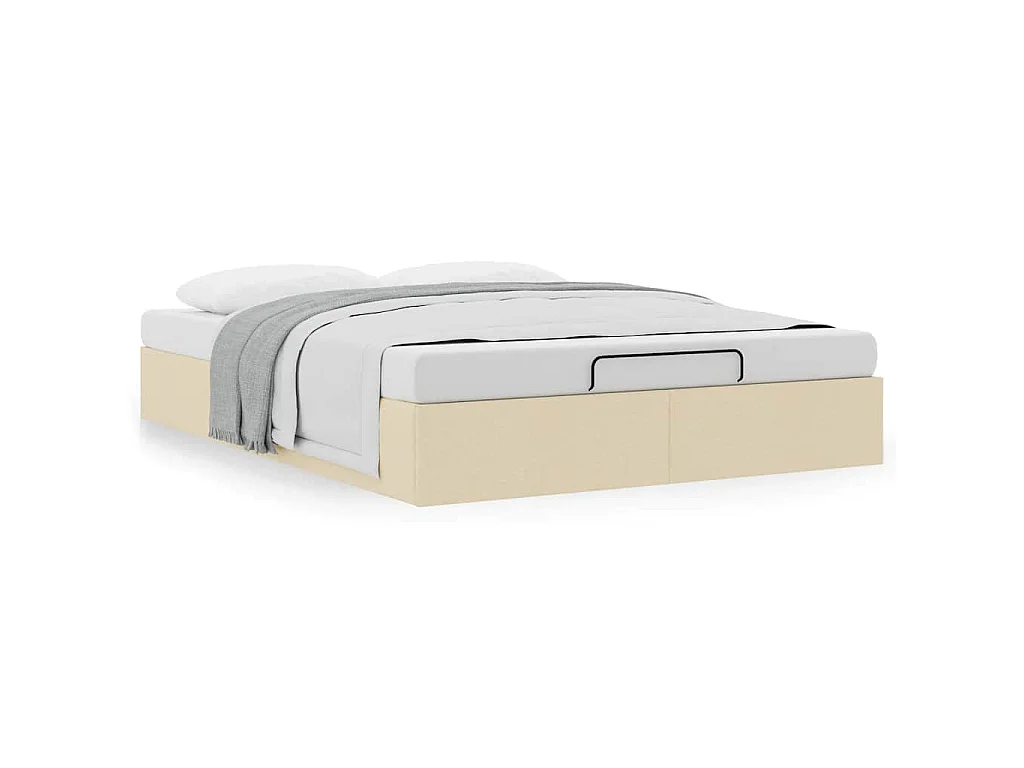 Struttura Letto Pouf senza Materasso Crema 140x190 cm Tessuto