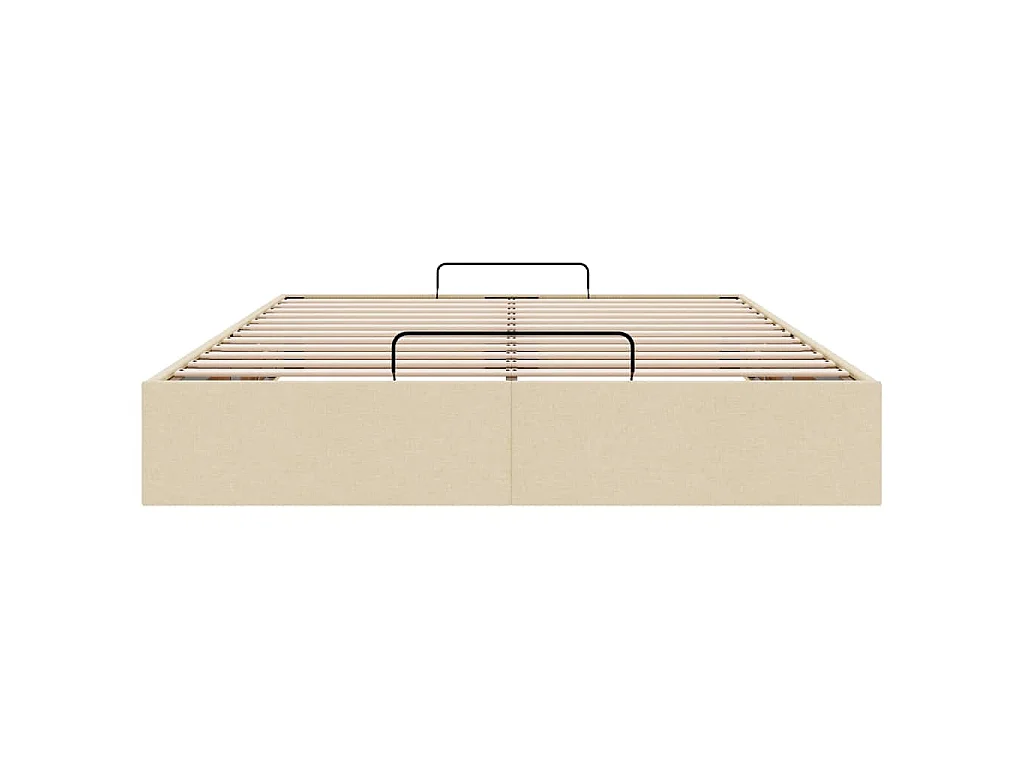Struttura Letto Pouf senza Materasso Crema 140x190 cm Tessuto