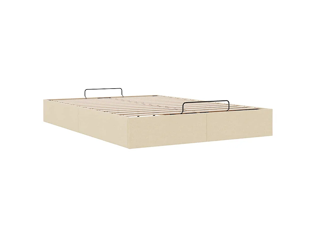 Struttura Letto Pouf senza Materasso Crema 140x190 cm Tessuto