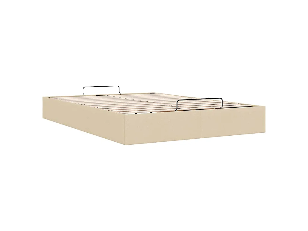 Struttura Letto Pouf senza Materasso Crema 140x190 cm Tessuto