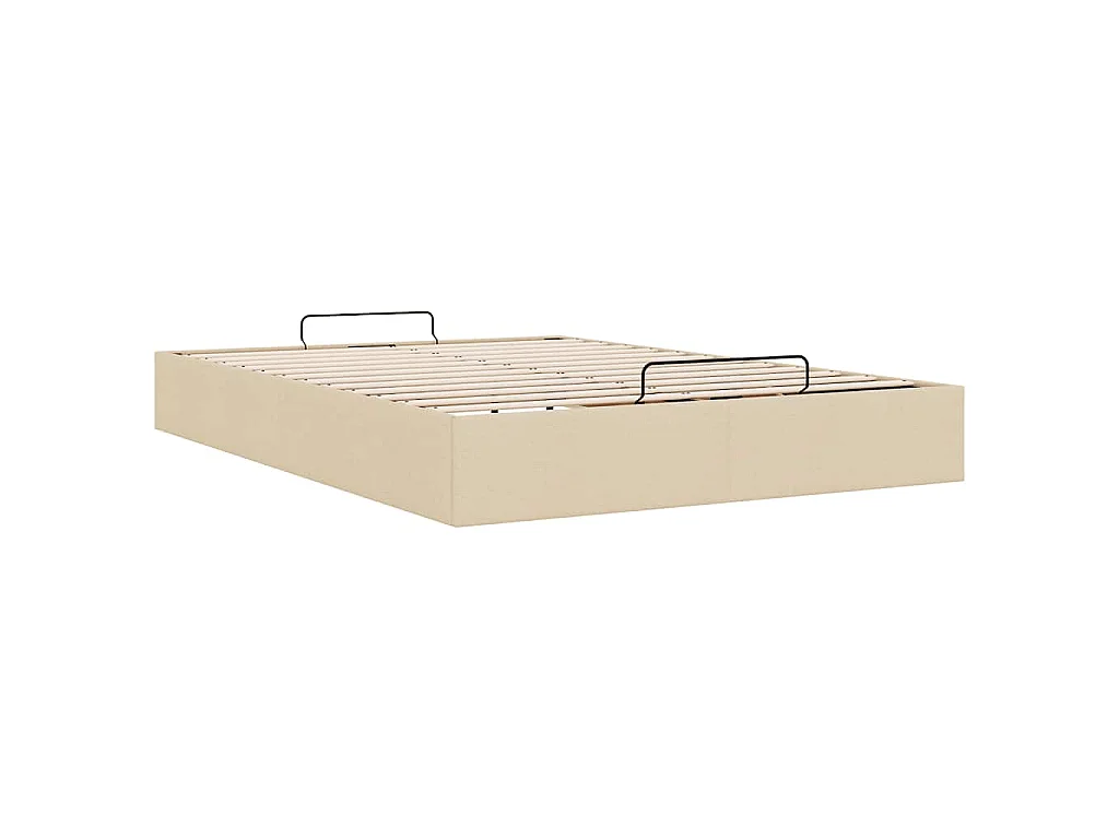 Struttura Letto Pouf senza Materasso Crema 140x190 cm Tessuto