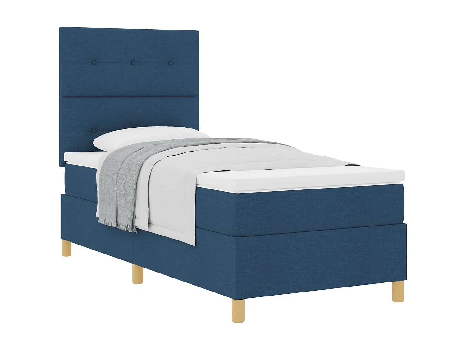 Lit à ressorts avec matelas Bleu 90 x 190 cm tissu