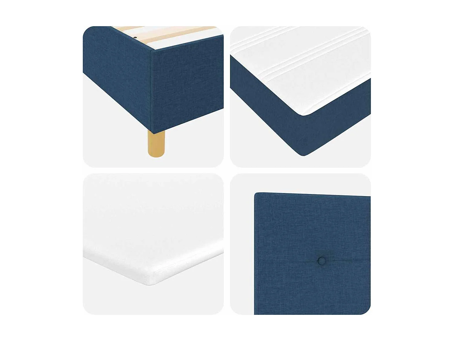 Lit à ressorts avec matelas Bleu 90 x 190 cm tissu