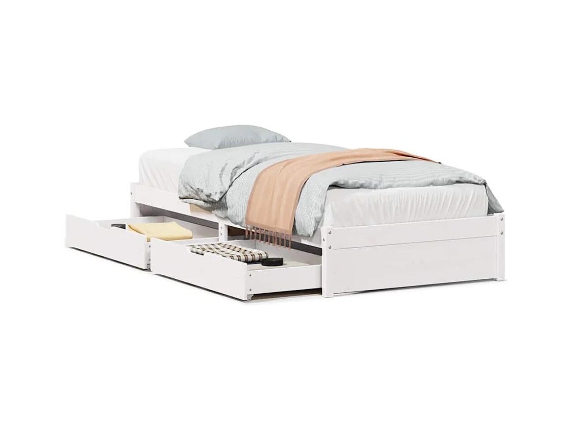 Cadre de lit sans matelas blanc 90x190 cm bois de pin massif