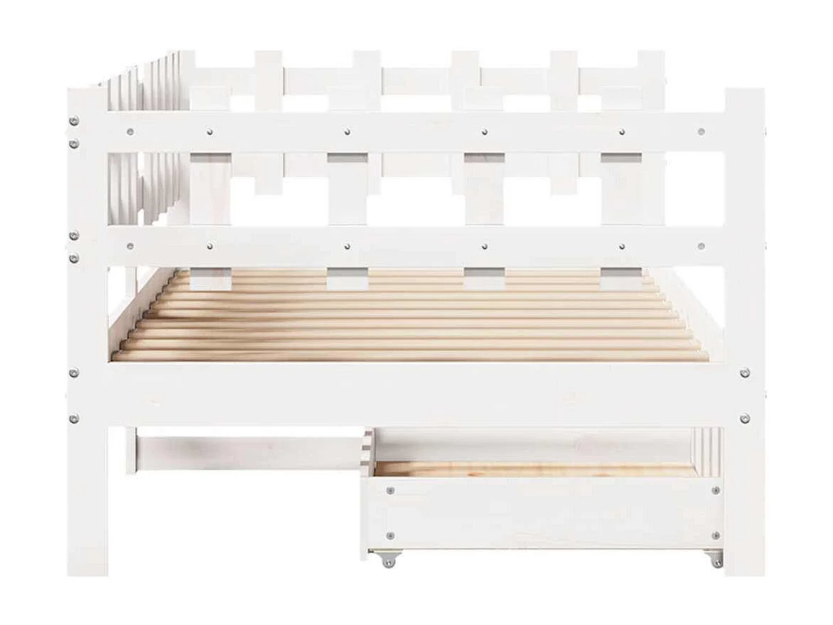 Lit de jour et tiroirs sans matelas blanc 90x200 cm bois massif