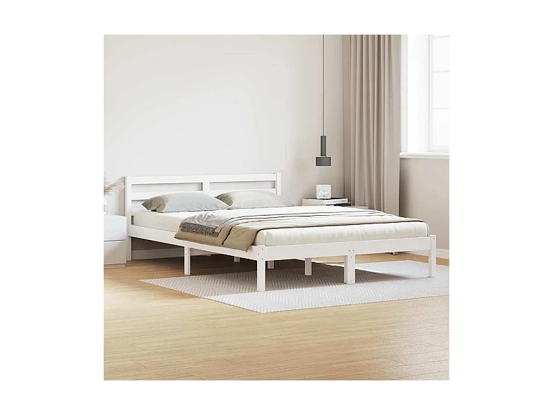 Bettrahmen Weiß 208.6 x 157.6 x 69.4 cm Massives Kiefernholz