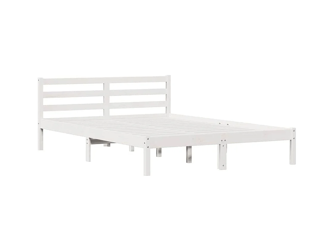 Cama com cabeceira Branco 210 x 140 cm Madeira de pinho maciça
