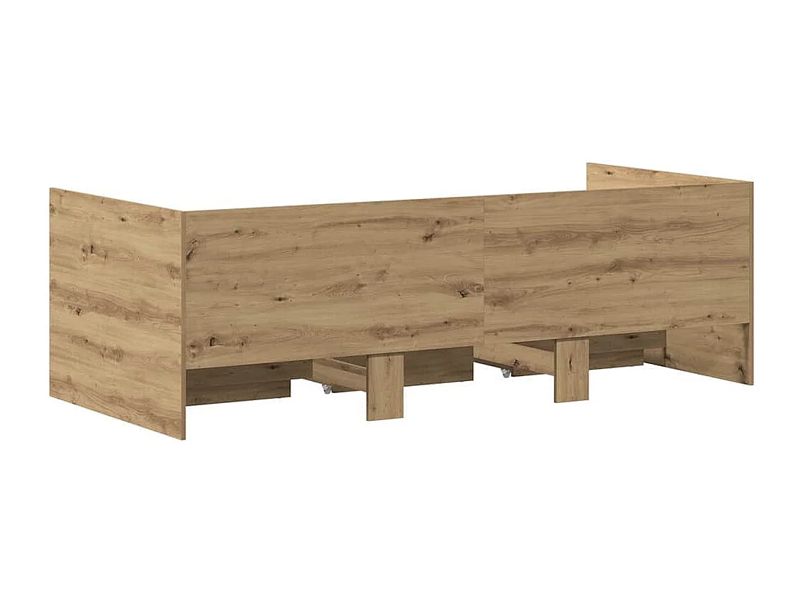 Struttura di daybed con cassetti rovere artigianale 90 x 200 cm