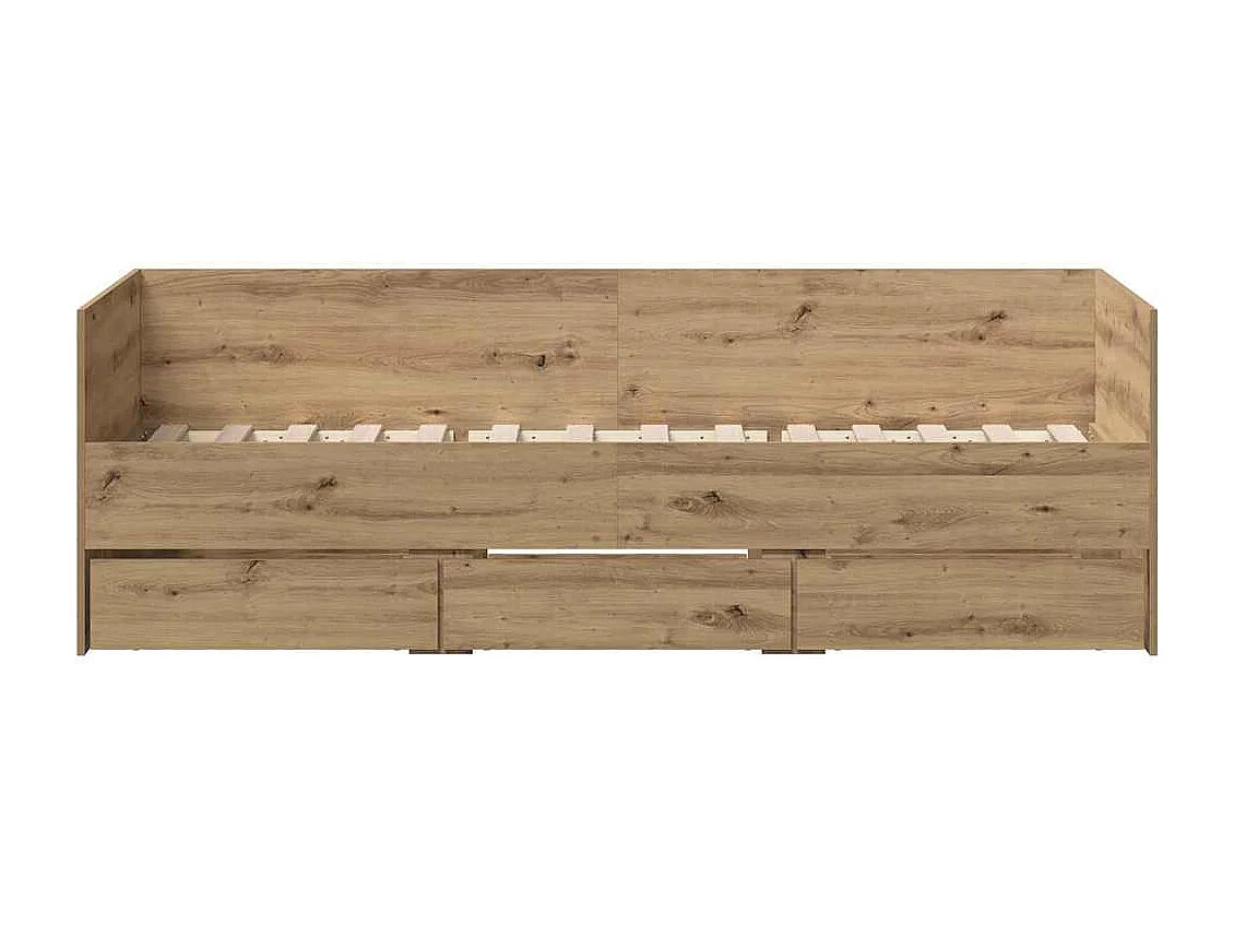 Lit d'appoint Chêne artisanal 90 x 200 cm Bois d'ingénierie